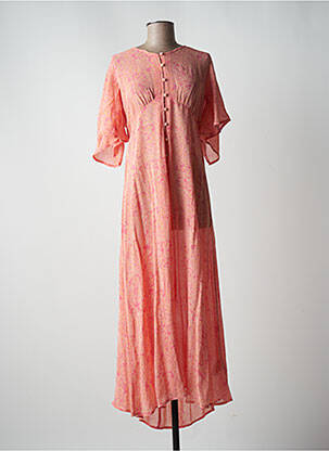 Robe longue imprimé fantaisie manches courtes rose CREAM femme