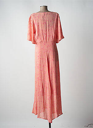 Robe longue imprimé fantaisie manches courtes rose CREAM femme