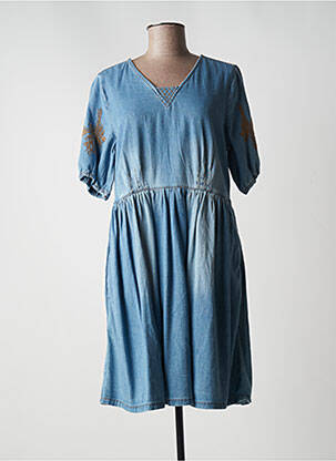 Robe mi-longue manches courtes manches courtes bleu CREAM femme