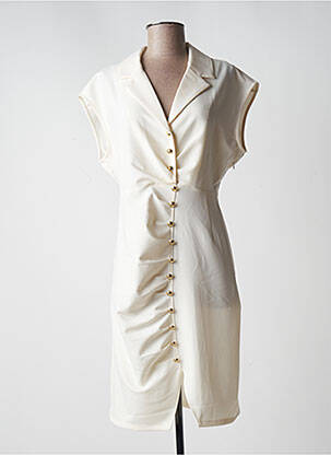 Robe mi-longue manches courtes manches courtes beige K-DESIGN femme