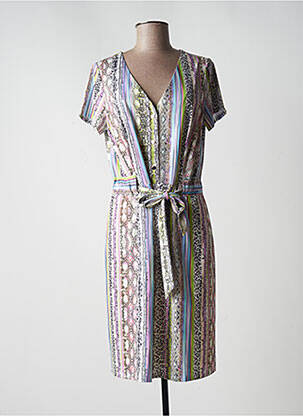 Robe mi-longue manches courtes manches courtes beige K-DESIGN femme