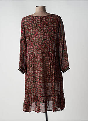 Robe mi-longue imprimé fantaisie manches longues marron CREAM femme