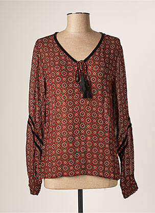 Blouse légère et transparente manches longues marron CREAM femme