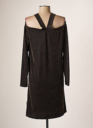 Robe mi-longue coupe fluide manches longues noir CREAM femme