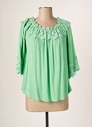 Blouse col rond manches 3/4 vert CREAM femme