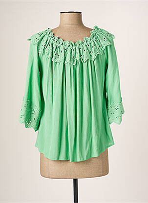 Blouse col rond manches 3/4 vert CREAM femme