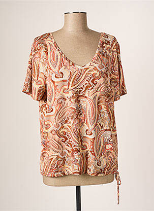 Top tissage jersey manches courtes marron CREAM femme