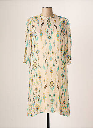 Robe mi-longue coupe fluide manches 3/4 beige CREAM femme