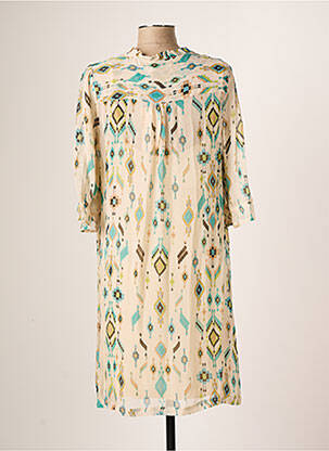 Robe mi-longue coupe fluide manches 3/4 beige CREAM femme