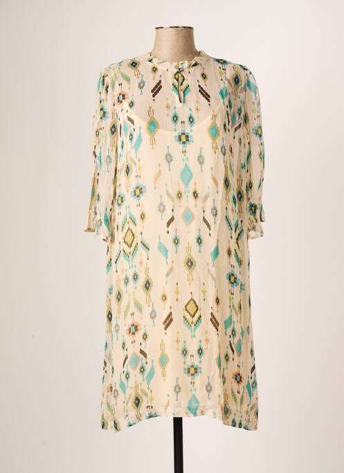 Robe mi-longue manches 3/4 manches 3/4 beige CREAM femme