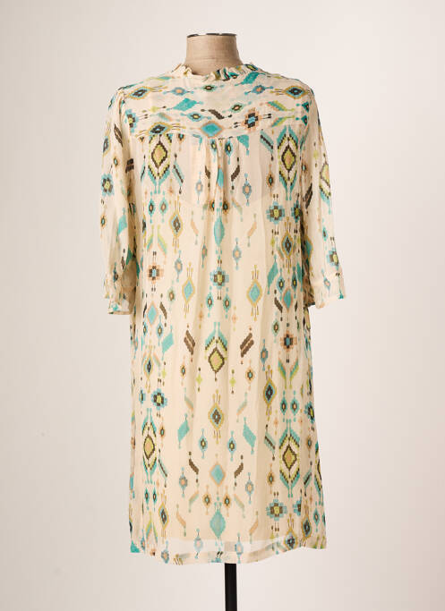 Robe mi-longue manches 3/4 manches 3/4 beige CREAM femme