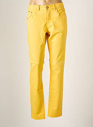 Pantalon slim tissage popeline taille normale jaune CREAM femme