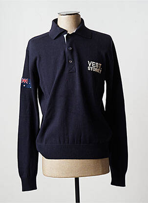 Pull finition bords-côtes manches longues bleu VESTIAIRES PRINCIPAUTE CANNOISE homme