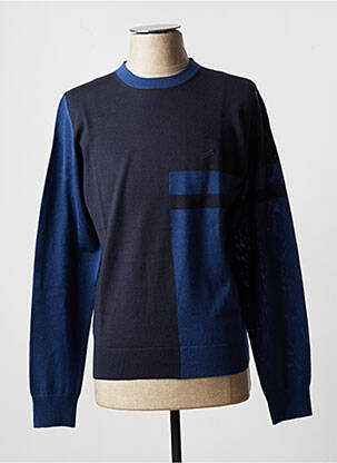 Pull finition bords-côtes manches longues bleu DANIEL HECHTER homme