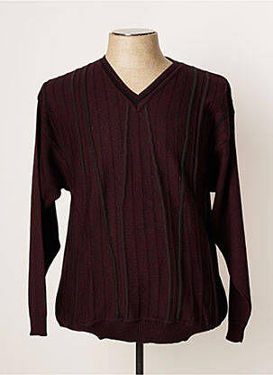 Pull col v manches longues marron FISCHER homme