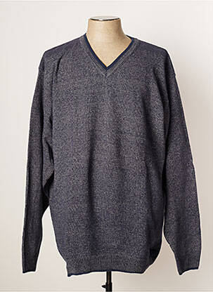 Pull col v manches longues bleu GREYES homme