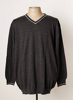 Pull col v manches longues gris DANIEL HECHTER homme