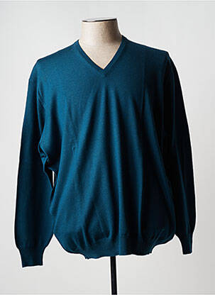 Pull col v manches longues bleu VIADESTE homme