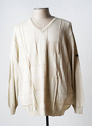 Pull col v manches longues beige MONTE CARLO homme