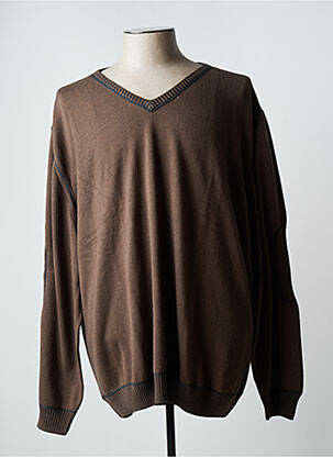 Pull col v manches longues marron ALLSIZE homme