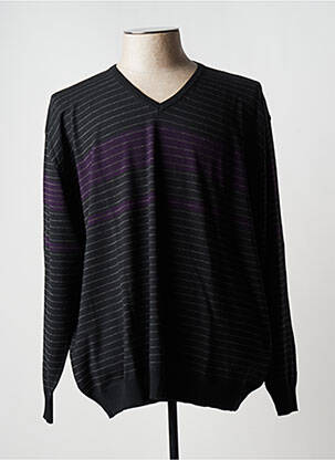 Pull col v manches longues noir MAXFORT homme