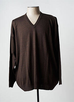Pull col v manches longues marron MAXFORT homme
