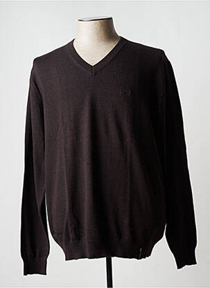 Pull col v manches longues marron DUKE homme