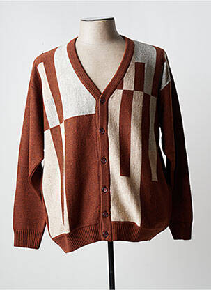 Gilet manches longues col v marron FISCHER homme