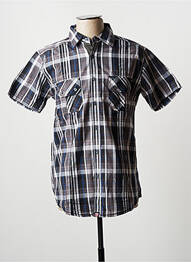 Chemise manches courtes imprimé carreaux gris D555 homme