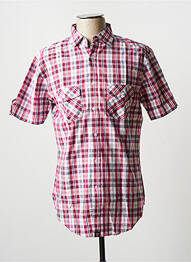 Chemise manches courtes imprimé carreaux rouge D555 homme