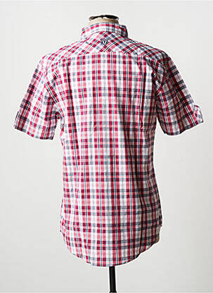 Chemise manches courtes imprimé carreaux rouge D555 homme