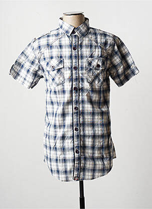 Chemise manches courtes coupe cintrée bleu D555 homme