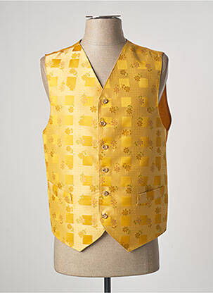 Gilet sans manche effet matière satinée jaune GUY LAURENT homme