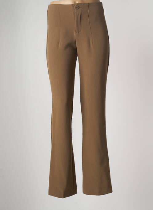 Pantalon large fermeture zippée sous rabat boutonné taille haute marron ONLY femme