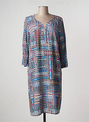 Robe longue imprimé fantaisie manches 3/4 bleu TERRE DE FÉES femme