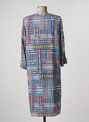 Robe longue imprimé fantaisie manches 3/4 bleu TERRE DE FÉES femme