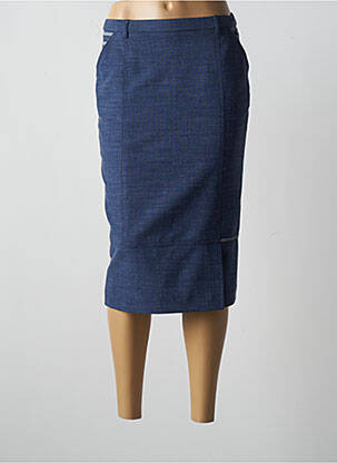 Jupe mi-longue taille à pinces bleu WEINBERG femme