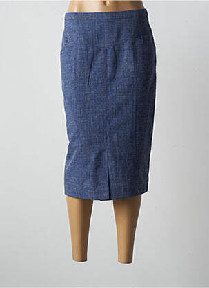 Jupe mi-longue taille à pinces bleu WEINBERG femme