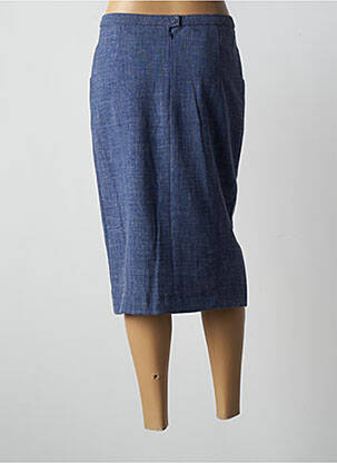 Jupe mi-longue taille à pinces bleu WEINBERG femme