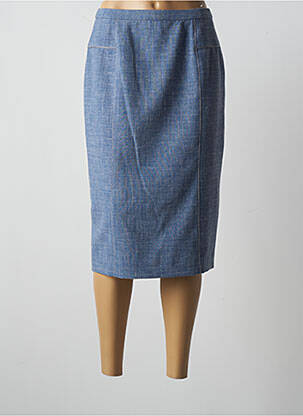 Jupe mi-longue taille à pinces bleu WEINBERG femme