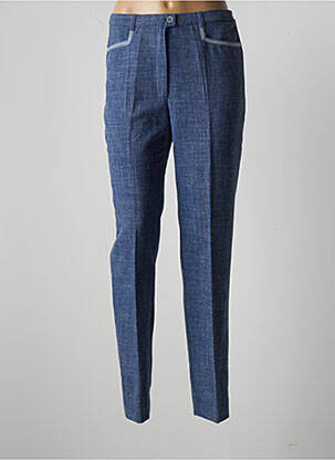 Pantalon droit fermeture zippée sous rabat boutonné taille normale bleu SOLRIEU femme