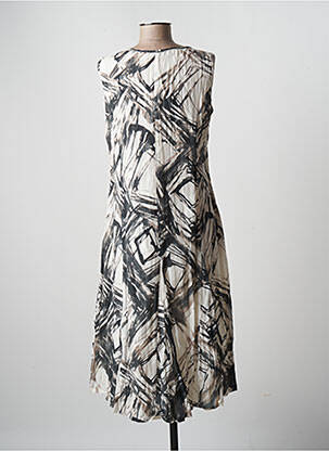 Robe mi-longue imprimé fantaisie sans manche gris PAZ TORRAS femme