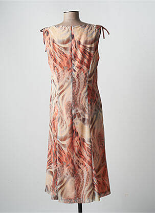 Robe mi-longue imprimé fantaisie sans manche orange LA ROCHELLE femme