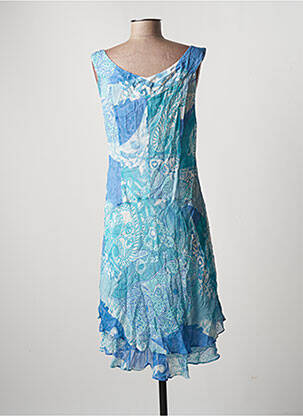Robe mi-longue imprimé fantaisie sans manche bleu CLAUDIA GIL femme