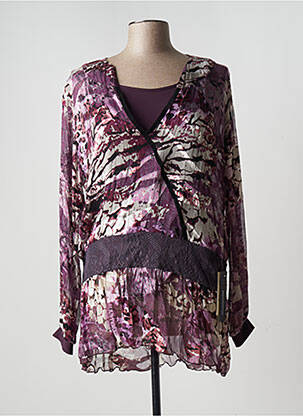Tunique manches longues légère et transparente violet PAZ TORRAS femme