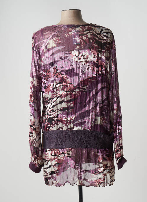 Tunique manches longues imprimé fantaisie violet PAZ TORRAS femme