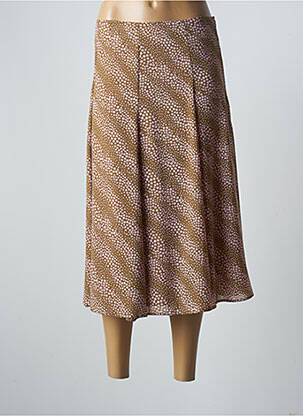 Jupe mi-longue taille à pinces marron FOSBY femme
