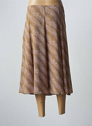 Jupe mi-longue taille à pinces marron FOSBY femme