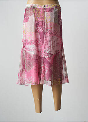 Jupe mi-longue taille haute rose GEVANA femme