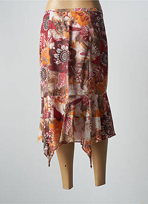 Jupe mi-longue taille à pinces orange HUCKE WOMAN femme